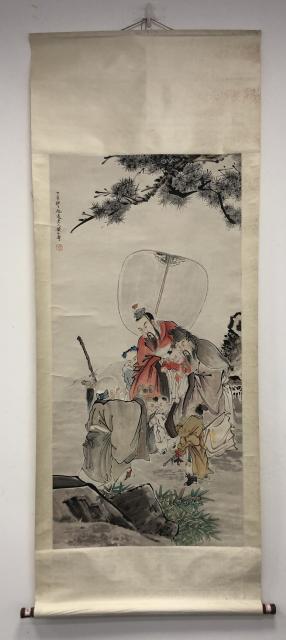 民間仕入　中国民国　黄山寿作　人物掛け軸　激安骨董品 AK2175A9-2 民間仕入 中国民国 黄山寿作 人物掛け軸 激安骨董品 AK2175A9-2